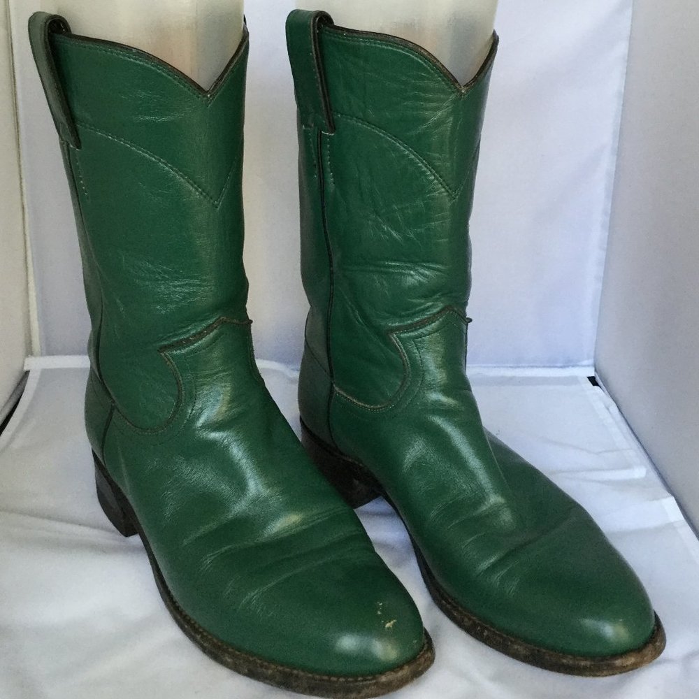 Green leather JUSTIN Roper boots